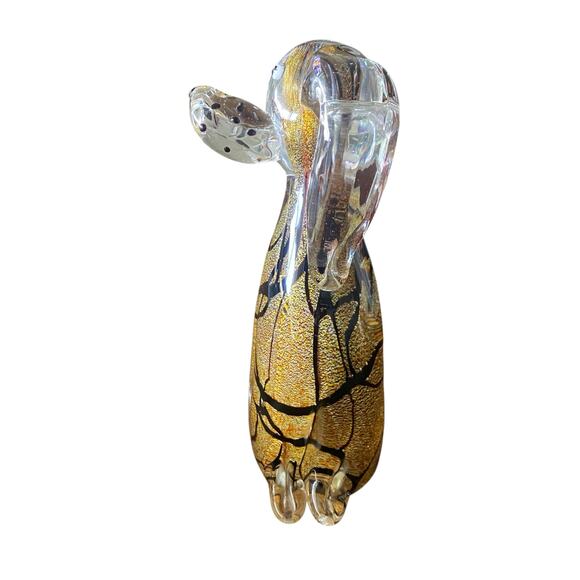 RARE 8” GCA Art Glass Murano Style Dog Puppy Sculpture Layered Gold & Black - Picture 4 of 16